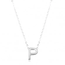 Naszyjnik ze srebra 925, duża litera P, błyszczący łańcuszek