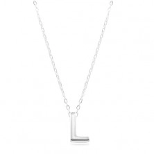 Srebrny naszyjnik 925, błyszczący łańcuszek, duża litera L
