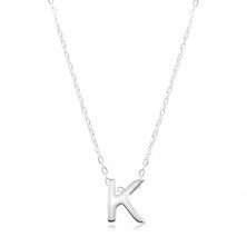 Naszyjnik ze srebra 925, duża litera K, błyszczący łańcuszek
