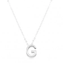 Naszyjnik ze srebra 925, duża litera G, błyszczący łańcuszek