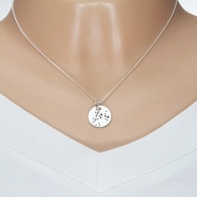 Naszyjnik ze srebra 925, okrągła zawieszka i łańcuszek, znak zodiaku STRZELEC
