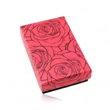 Upominkowe pudełeczko na zestaw lub naszyjnik, czerwono-czarna kombinacja, róże