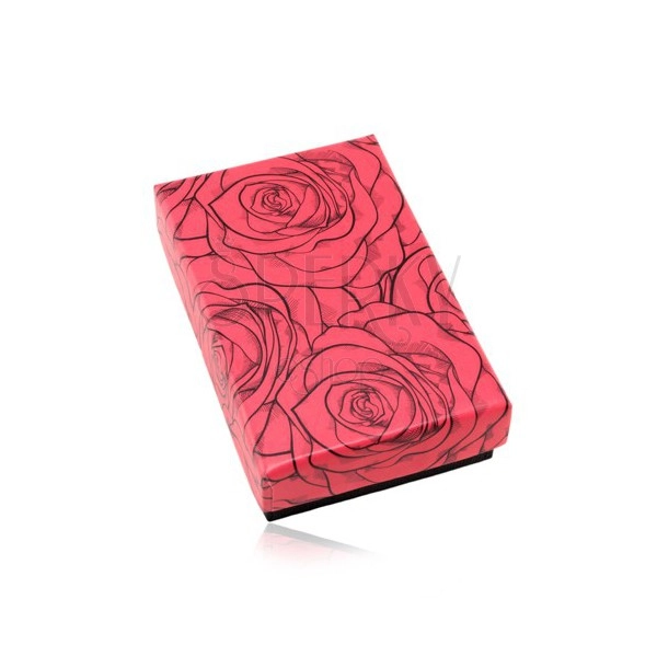 Upominkowe pudełeczko na zestaw lub naszyjnik, czerwono-czarna kombinacja, róże