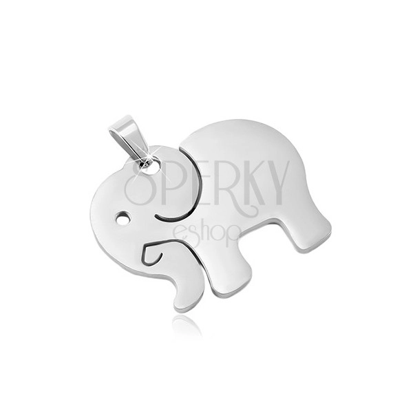 Zawieszka ze stali chirurgicznej w srebrnym odcieniu, matowy słoń z wycięciami
