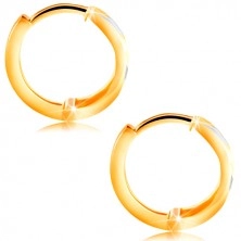 Okrągłe kolczyki z 14K złota - koło z matowym dwukolorowym wzorem V