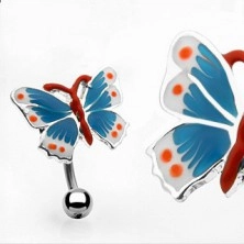 Piercing do pępka kolorowy motyl