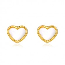 Złote kolczyki 14K w kształcie serca z naturalną perłą