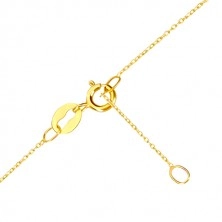 Naszyjnik z żółtego złota 585 - zarys symetrycznego serca, delikatny łańcuszek