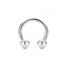 Stalowy piercing 316L - prosta błyszcząca podkowa z kulkami, grubość 1,6 mm