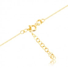 Naszyjnik z żółtego złota 585 - sowa symbol mądrości, lśniący cienki łańcuszek