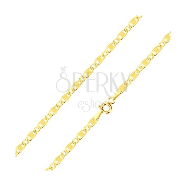 Bransoletka z żółtego złota 585 - owalne i podłużne oczka, wycięcia i prostokąt, 190 mm