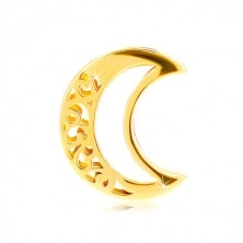 Złota zawieszka 585 - półksiężyc z ornamentami, wycięcie w kształcie półksiężyca