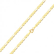 Łańcuszek z żółtego złota 14K - splot Figaro, owalne oczka przedzielone pałeczką, 450 mm