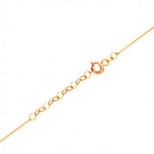 Naszyjnik z żółtego złota 585 - delikatny łańcuszek,  symbol nieskończoności, napis MOM