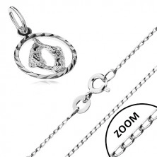 Srebrny naszyjnik 925 - błyszczący łańcuszek, zawieszka znak zodiaku RYBY