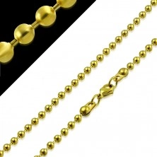 Łańcuszek ze stali złotego koloru - kuleczki oddzielone krótkimi pałeczkami, 2 mm