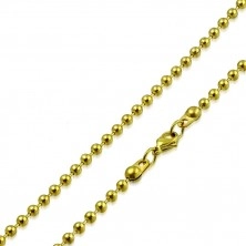 Łańcuszek ze stali złotego koloru - kuleczki oddzielone krótkimi pałeczkami, 2 mm