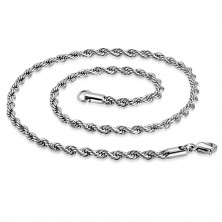 Spiralny łańcuszek ze stali, srebrny kolor, owalne ogniwa, 750 mm