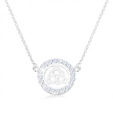   Srebrny 925 naszyjnik - węzeł celtycki, cyrkonie, spiralny łańcuszek