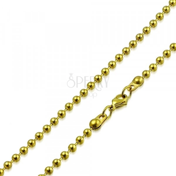 Łańcuszek złotego koloru ze stali chirurgicznej - błyszczące kuleczki oddzielone pałeczkami, 2,5 mm