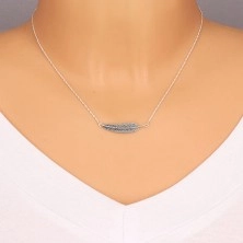 Srebrny naszyjnik 925 - spiralny łańcuszek i patynowane pióro