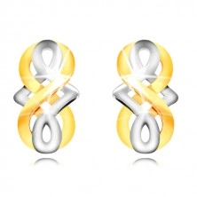 Kolczyki z 9K złota - symbol nieskończoności, węzeł celtycki z białego złota, sztyfty