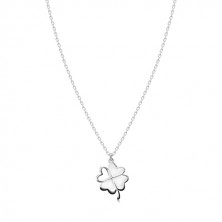 Srebrny naszyjnik 925 - koniczynka na szczęście, wycięcie w kształcie serca, lśniący łańcuszek