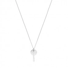 Srebrny 925 naszyjnik - lśniący łańcuszek, lśniące kółko z prostokątem