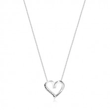 Srebrny 925 naszyjnik - wstążka zwinięta w serce, "Forever in my heart"