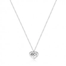 Srebrny naszyjnik 925 - symetryczne serce, mniszek lekarski na wietrze, napis "Mom"