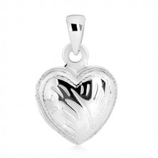 Srebrny wisiorek 925 - medalion, symetryczne serce z ozdobnymi wycięciami