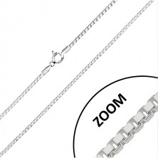 Błyszczący łańcuszek ze srebra 925 - prostopadle połączone kwadratowe oczka, 1,8 mm