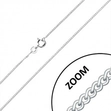 Srebrny 925 łańcuszek - skręcone owalne oczka, połączone w całośc, 1,3 mm