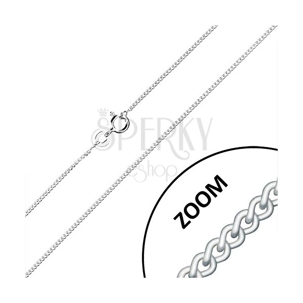 Srebrny 925 łańcuszek - skręcone owalne oczka, połączone w całośc, 1,3 mm