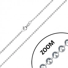 Łańcuszek ze srebra 925 - błyszczące kuleczki oddzielone krótkimi pałeczkami, 2 mm