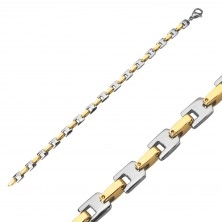 Stalowa bransoletka - U-ogniwa w kolorze złotym i srebrnym, 6 mm