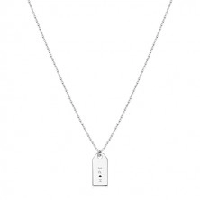 Czarny diament - naszyjnik ze srebra 925, lustrzano lśniąca płytka, napis „HOPE”