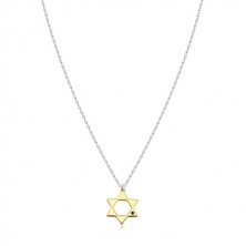 Srebrny 925 naszyjnik - Gwiazda Dawida w złotym odcieniu, czarny diament