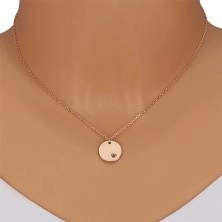 Srebrny naszyjnik 925 - okrągła płytka, czarny diament w wycięciu w kształcie serca