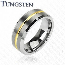 Tungsten pierścionek z paskiem w złotym kolorze, 8 mm