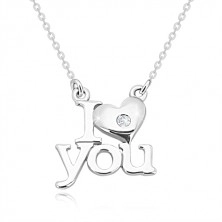 Brylantowy naszyjnik ze srebra 925 „I heart you”, łańcuszek z owalnych oczek