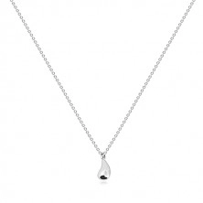Srebrny 925 naszyjnik - lustrzano lśniąca kropla z diamentem, łańcuszek