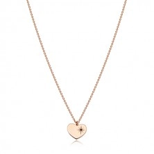 Srebrny naszyjnik 925, kolor różowo-złoty - symetryczne serce, gwiazda polarna, czarny diament