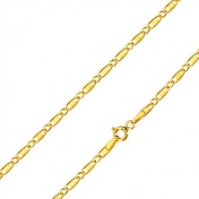 Łańcuszek z żółtego złota 585 - owalne oczka, podłużne oczka z prostokącikiem, 500 mm