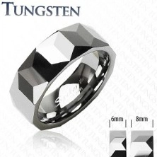 Tungsten pierścionek - geometryczny wzór