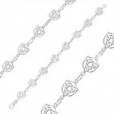 Bransoletka wykonana ze srebra próby 925 - węzły celtyckie z trzema punktami w kole, proste oczka
