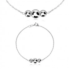 Srebrny 925 trzyczęściowy zestaw - spiralny łańcuszek, gładkie błyszczące kuleczki
