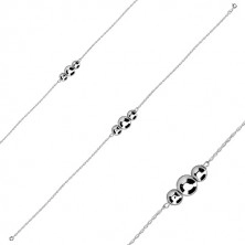 Srebrny 925 trzyczęściowy zestaw - spiralny łańcuszek, gładkie błyszczące kuleczki