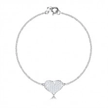 Srebrny 925 zestaw - symetryczne serce z cyrkoniami, szeregowo połączony łańcuszek