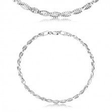 Srebrna bransoletka 925 - dwa splecione łańcuszki, błyszcząca powierzchnia